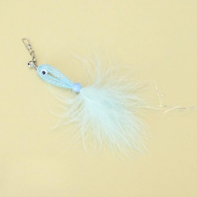 ไม้ล่อแมวสีสุ่ม 3 ชิ้นพร้อมหัวเปลี่ยนปลาเงา, กระดิ่งขนนกของเล่นแมวอุปกรณ์สัตว์เลี้ยง - imagen 3