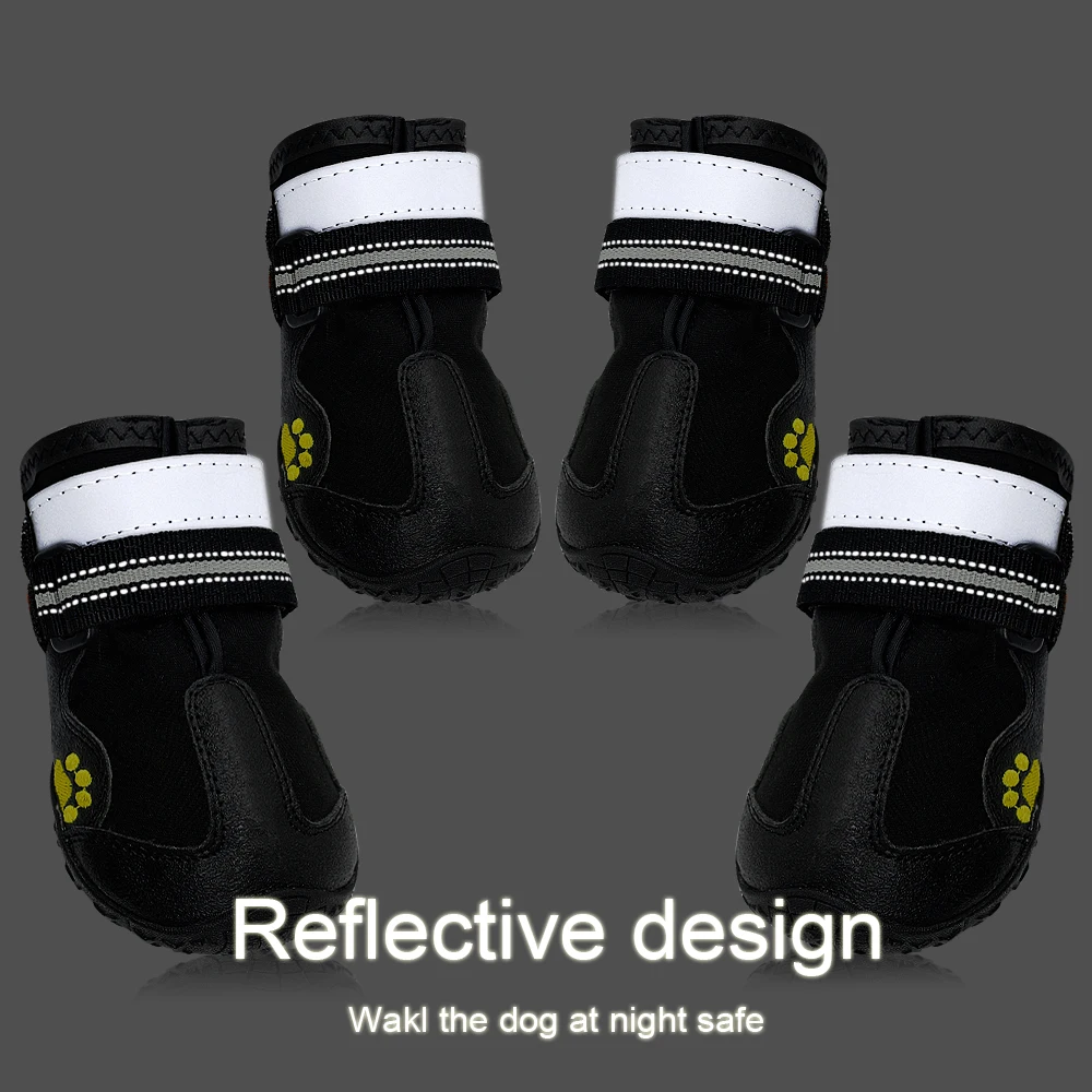 Zapatos reflectantes impermeables para perro, botas cálidas para nieve y lluvia, Calcetines antideslizantes para mascotas, calzado para perros medianos y grandes, 4 unidades por juego - imagen 2