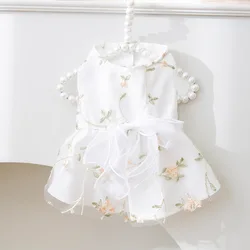 Vestido floral con lazo para perro pequeño - Ropa verano