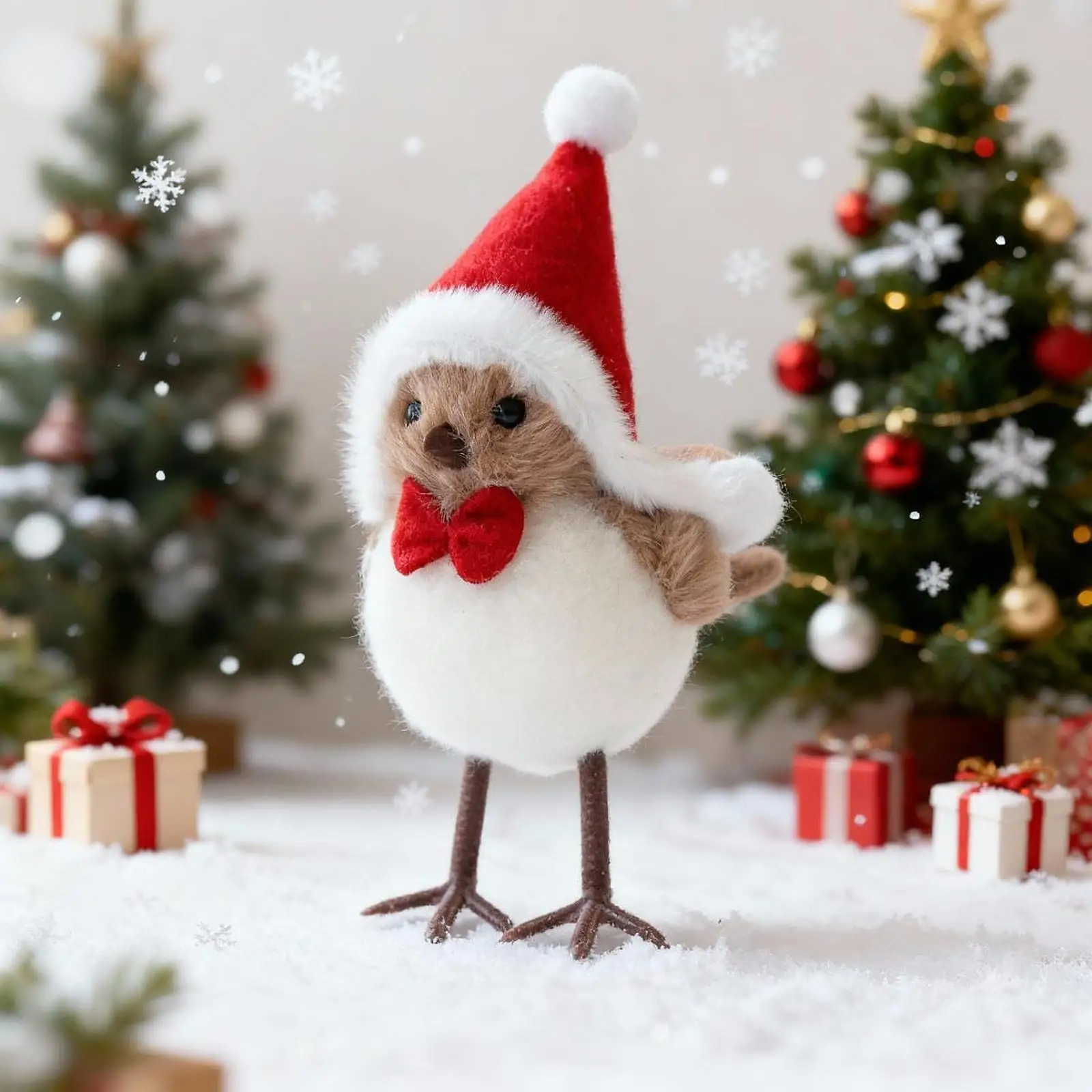 Christmas Decoration Bird Xmas Ornament Home Decor Decorative Creative Small Bird Figurine Cute for Kitchen Holiday Fireplace