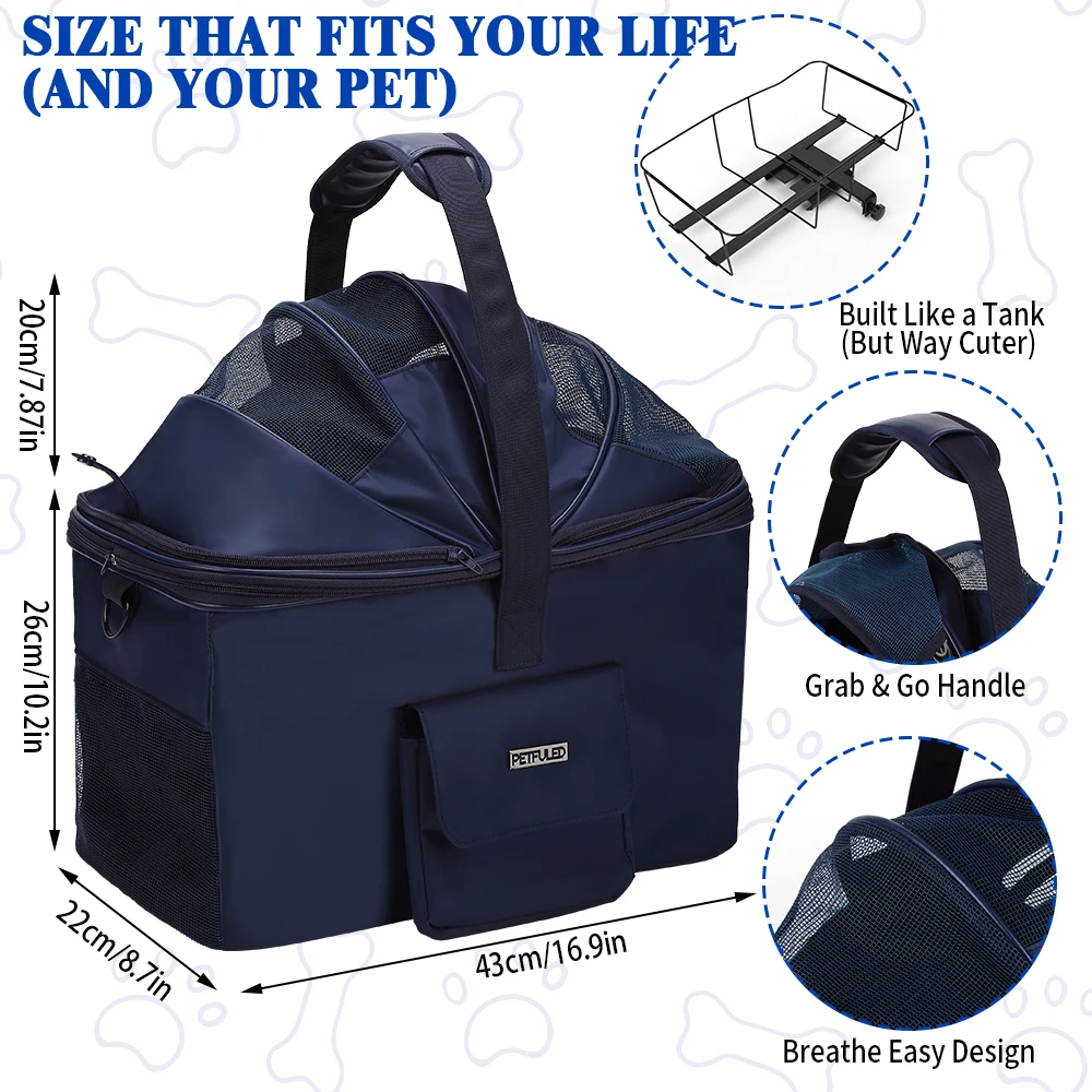 Cesta trasera acolchada cómoda para bicicleta, cesta para asiento de viajero para mascotas, fácil de instalar - imagen 2