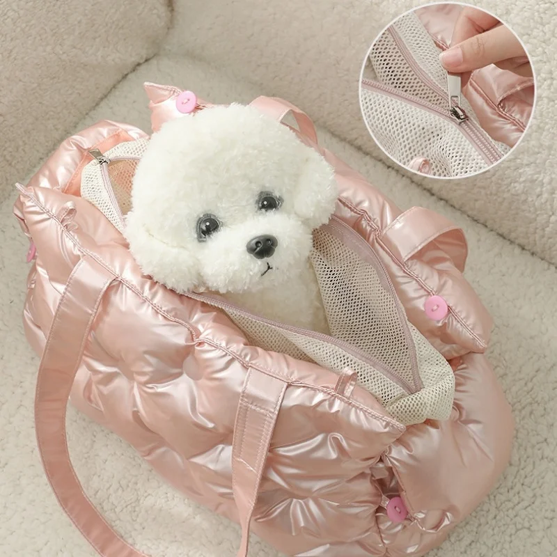 Bolsa bonita para mascotas de lunares para gatos, perros pequeños, impermeable, fácil de limpiar, bolsa para perros de mano de lado suave, bolsa ligera para mascotas - imagen 4