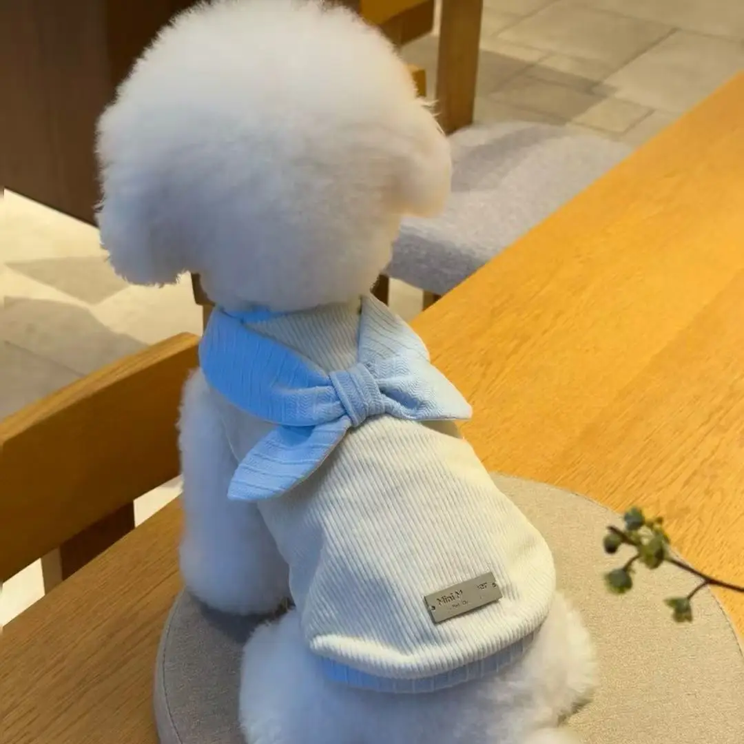 Chaleco con lazo a rayas para otoño e invierno, abrigo para perros y gatos pequeños, ropa para cachorros, ropa para perros pequeños - imagen 2
