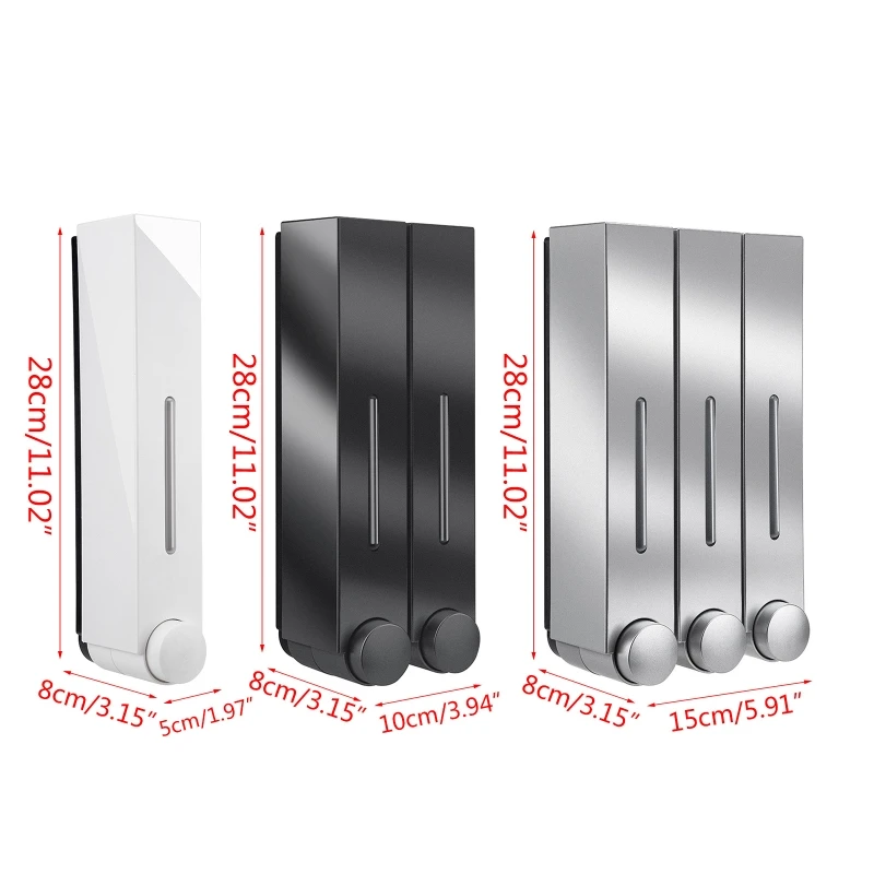 Dispensador de jabón de 1/2/3 tazas, dispensador de jabón de ducha montado en la pared, dispensador de detergente en Gel de ducha para accesorios de baño sin perforación - imagen 5