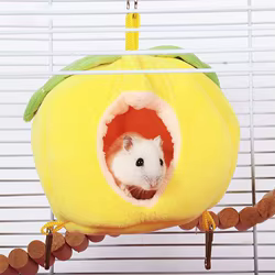Nido de hámster en forma de fruta, cama colgante cálida para invierno y otoño, saco de dormir para animales pequeños, planeador de azúcar para mascotas, pájaro, hámster dorado, 1 ud.
