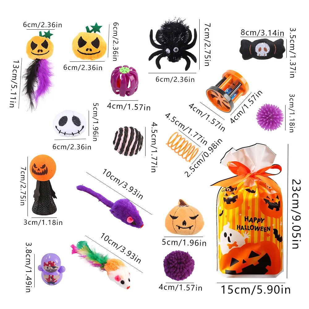Divertido juego de juguetes de Halloween para gatos para aliviar el aburrimiento, juguetes para masticar para gatos, murciélagos interactivos, arañas, juguete en forma de calabaza, productos para mascotas - imagen 5
