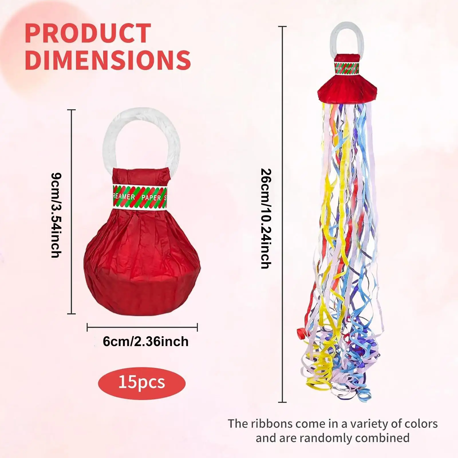 15x Hand Thrown Streamers Paper Ribbons Atmosphere Props Supplies Confetti Decoration Paper for School Opening, Party Favors,