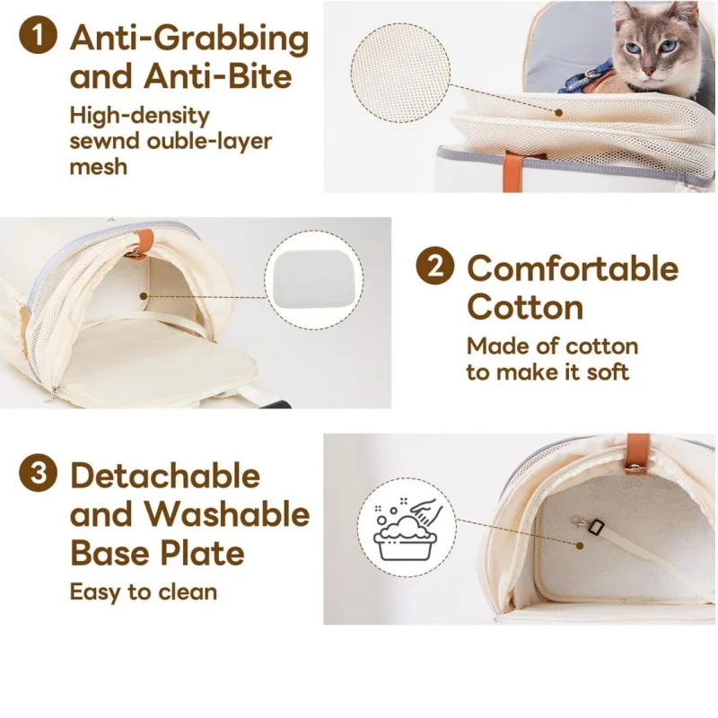 Mochila transportín cápsula transpirable espaciosa para gatos y perros - imagen 2