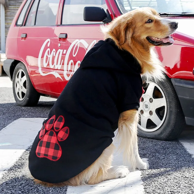 Ropa cálida de invierno para perros grandes, suéteres a la moda para cachorros, sudaderas con capucha con estampado bonito para gatos, trajes suaves para gatitos y mascotas, ropa para Bulldog - imagen 4