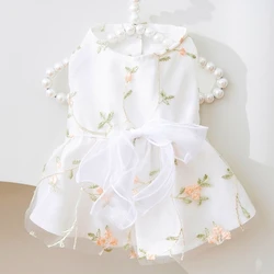 Vestido malla floral verano para perros y gatitos – Princesa con lazo