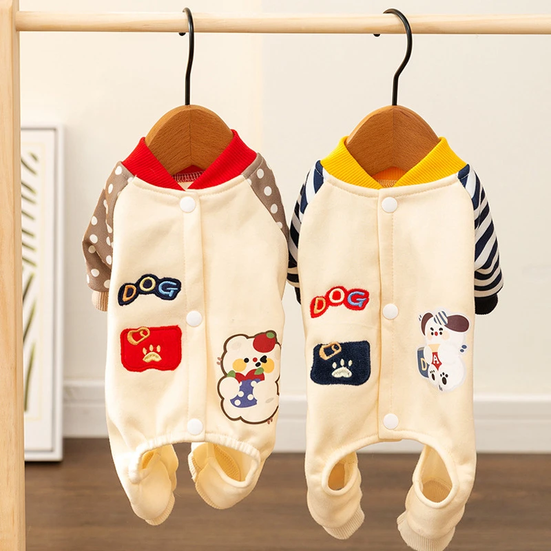 Monos de invierno para perros y gatos pequeños con dibujos animados