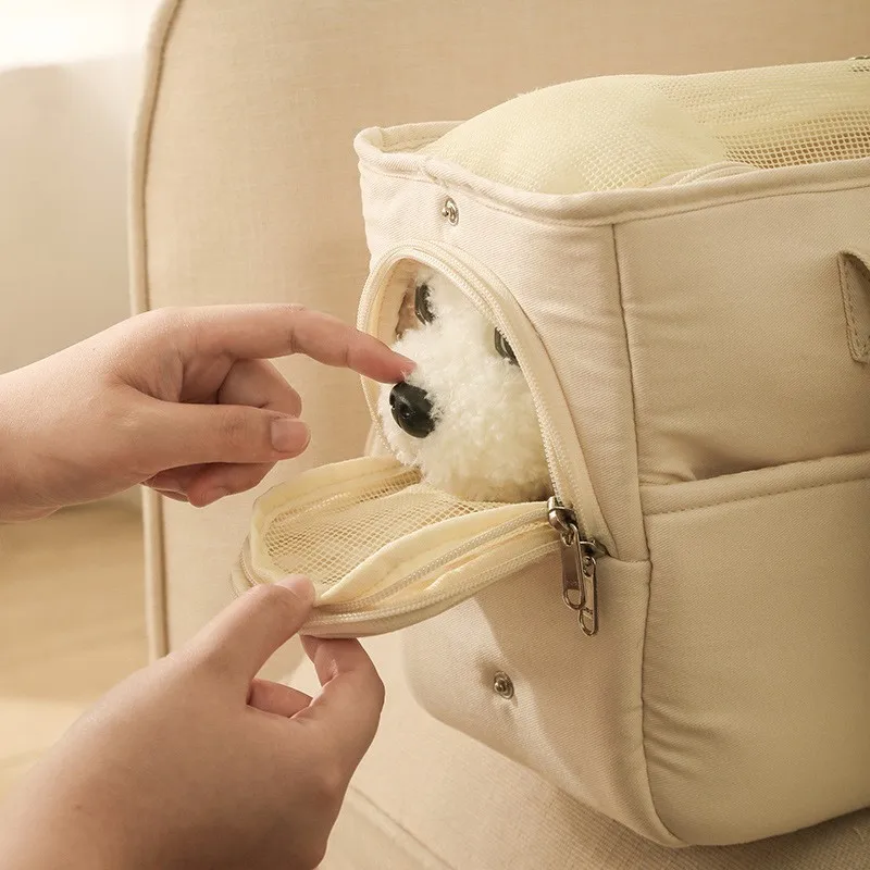 Bolsa de transporte para perros pequeños, bolsa de viaje de algodón transpirable de lados suaves, portátil, ligera, para exteriores - imagen 4