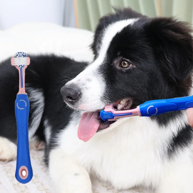 Cepillo de dientes para mascotas de 3 caras, cuidado Dental multiángulo, cepillo de dientes para perros, limpieza del mal aliento, herramienta de cuidado de los dientes, cepillo de limpieza