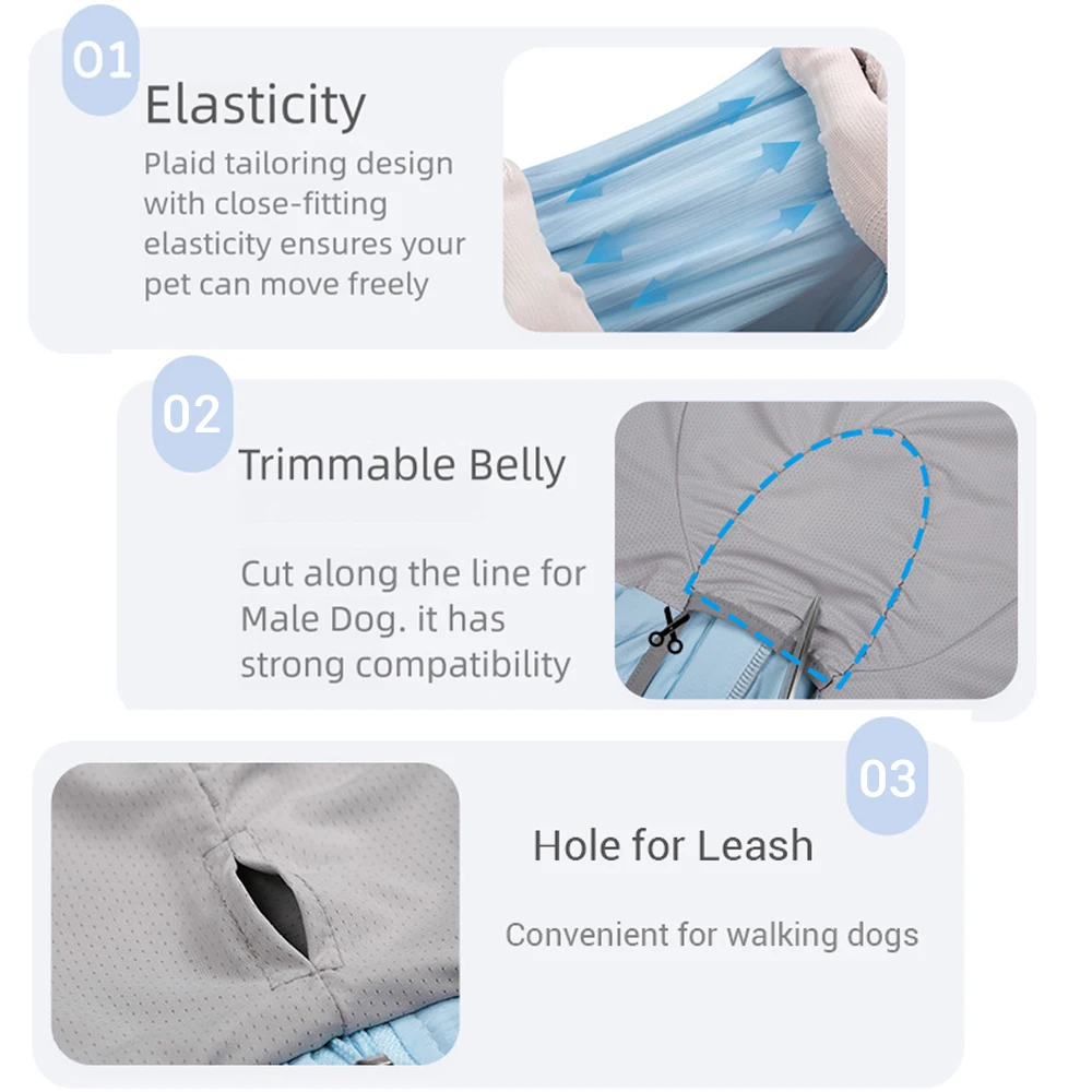 Ropa refrescante de verano para perros grandes con capucha y bloqueo UV, camisa para perros de enfriamiento instantáneo, mono suave de secado rápido para perros grandes - imagen 3
