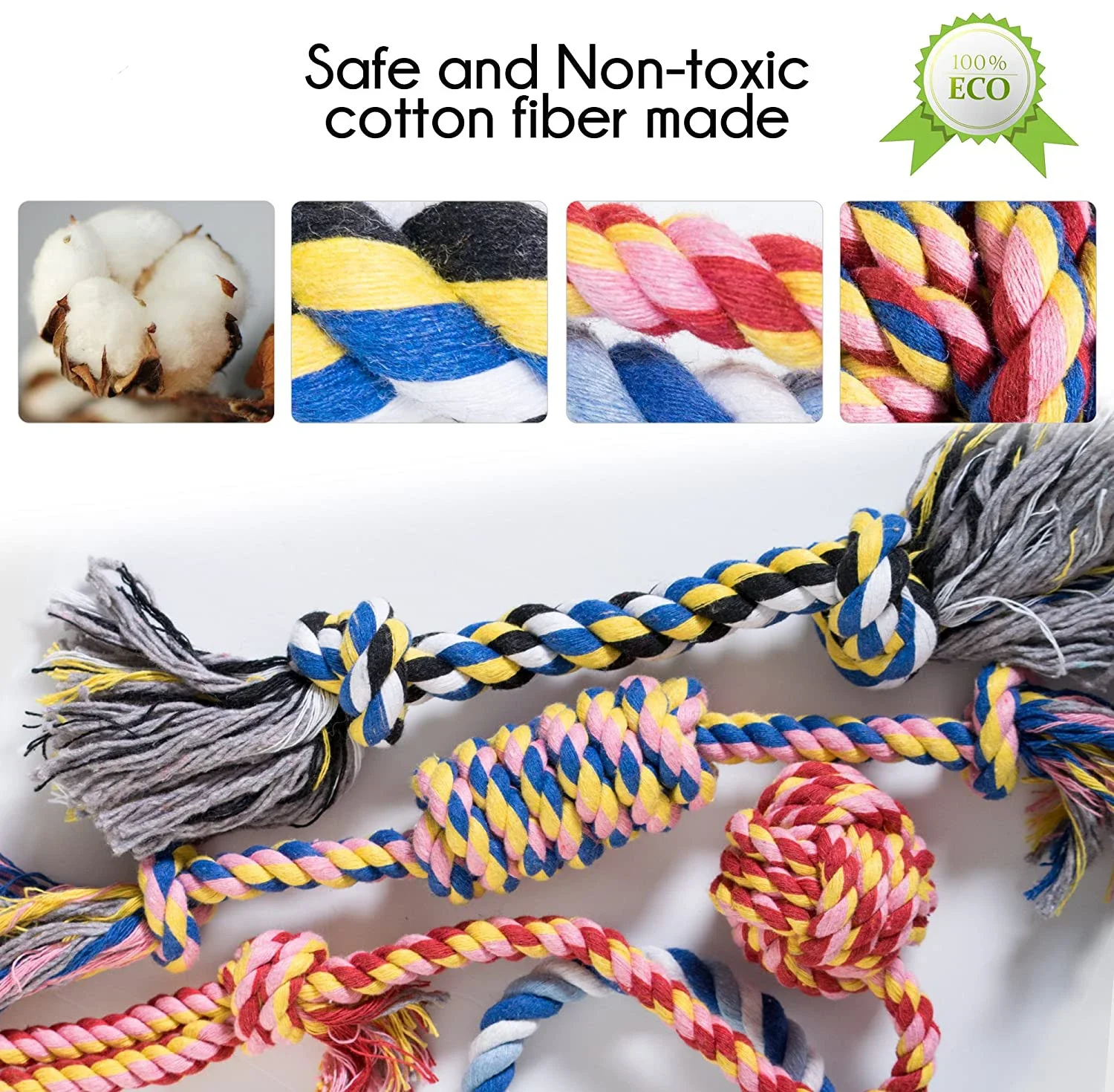 Juguetes para masticar para perros grandes y pequeños, juguete interactivo de cuerda de algodón para cachorros, juguetes para la dentición, bola para perros, cepillo de dientes, juego de juguetes para masticar - imagen 2