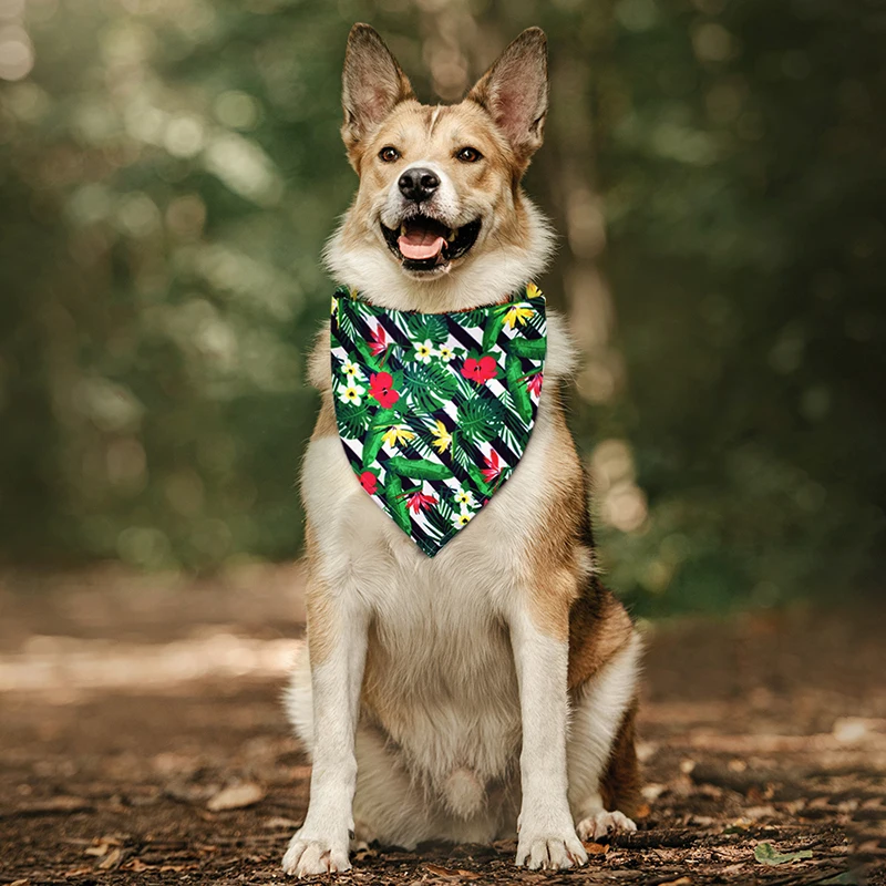 Bandana Triangular con estampado de fresa y sandía para mascotas, pañuelo para perros grandes, flor, helado, regalo a bajo precio - imagen 4