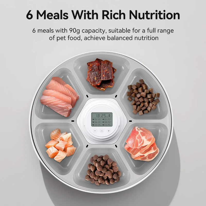 ROJECO-comedero automático para mascotas, dispensador de alimentos húmedos y secos, 6 comidas, alimentador inteligente inalámbrico para gatos, dispensador de croquetas para perros y gatos, suministro para mascotas - imagen 2