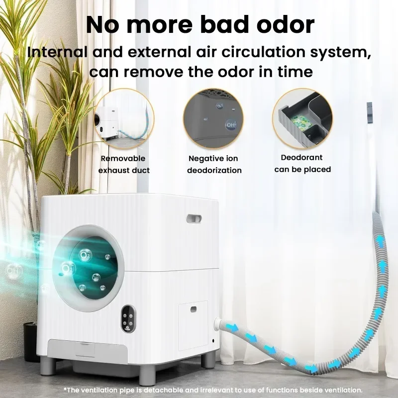 86L ไฟฟ้าประตูอัตโนมัติกล่องครอกแมวสําหรับแมวหลายตัวพร้อม Video Monitor/Anti-Pinch/กลิ่น-Removal/5G/APP Control - imagen 2