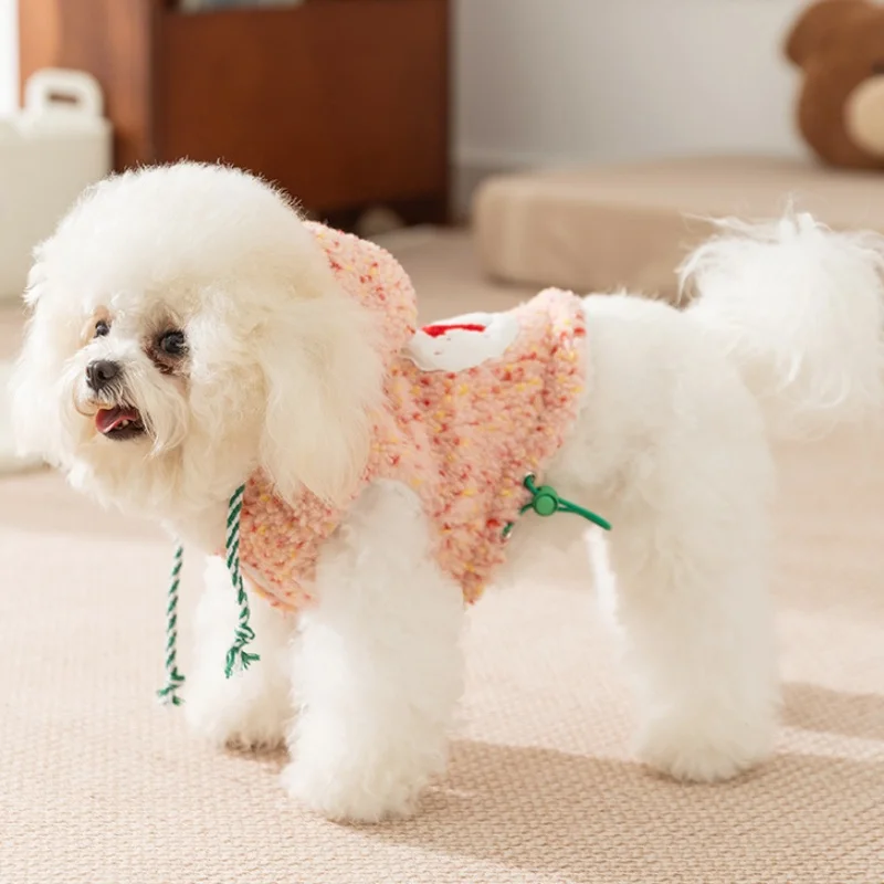 Chaleco de lana para perro, chaqueta con estampado de muñeco de nieve, ropa para perro, chaqueta para cachorro a la moda, abrigo cálido y suave para gato, disfraz para mascota Bichon - imagen 4