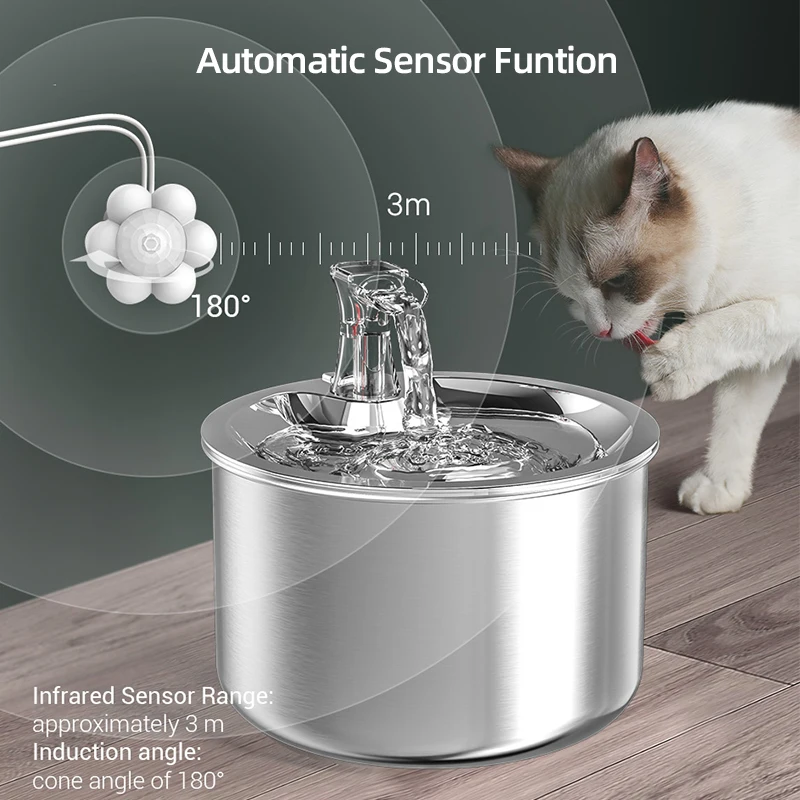 ROJECO Stainless Steel Pet Water Fountain Automatic Water Dispenser For Cats Smart Drinking Fountain With Filters Dogs Drinkers - imagen 2