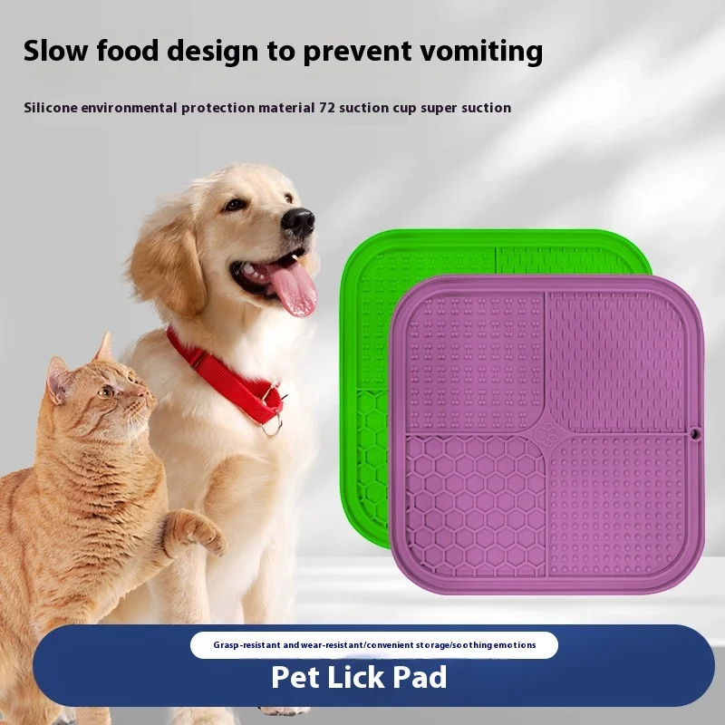 Cuenco de comida lenta para perros y mascotas, almohadilla para lamer de silicona para perros, plato para lamer gatos, rompecabezas, fugas, comida oculta, almohadilla para comida de yogur para gatos