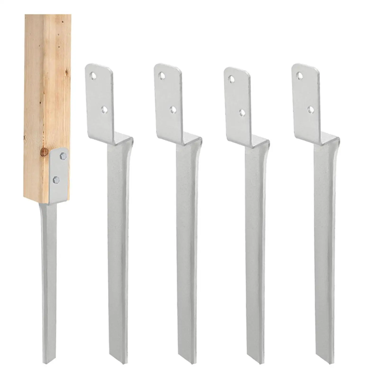 4 Pieces Fence Post Anchors Heavy Duty Ground Nails Gardening Equipment with Screw Sturdy Easy Installation Grounding Stakes