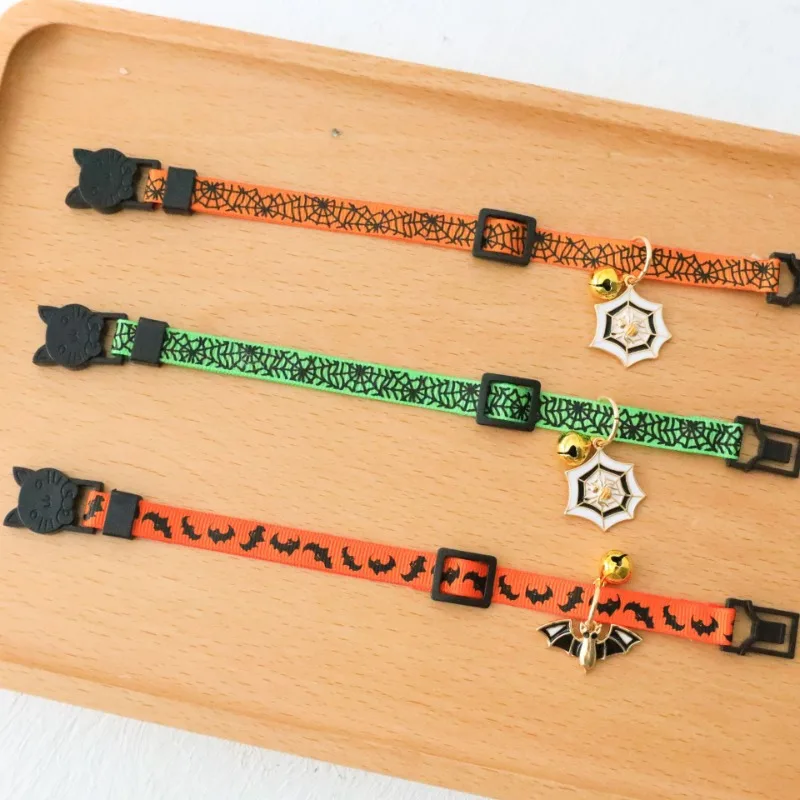 Collares de Halloween para gatos, Collar para perros con campanas para perros pequeños, festivales, Collar para gatitos, accesorios para Collar con colgante de Halloween - imagen 3