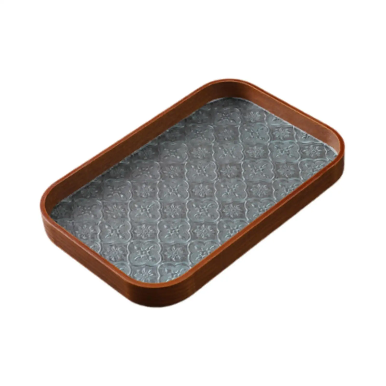 Bandeja de madera para servir, organizador de escritorio de vidrio, soporte de almacenamiento de joyas, bandejas de madera para comer para baño, escritorio para el hogar, sala de té, fiesta - imagen 3