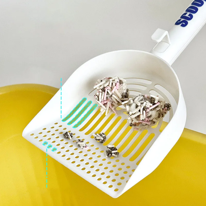 Cuchara de arena de plástico para gatos con agujeros finos, tamaño grande para arena Mineral, pala de limpieza para excrementos de mascotas, herramienta de limpieza duradera para gatos - imagen 5