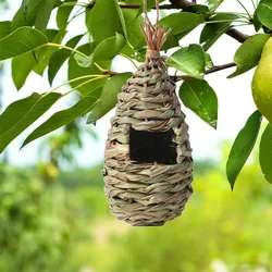 1 unidad de jaula para pájaros, jaula para huevos de hierba Natural, casa para pájaros, dormitorio, casas para mascotas tejidas, nido decorativo colgante para loros al aire libre