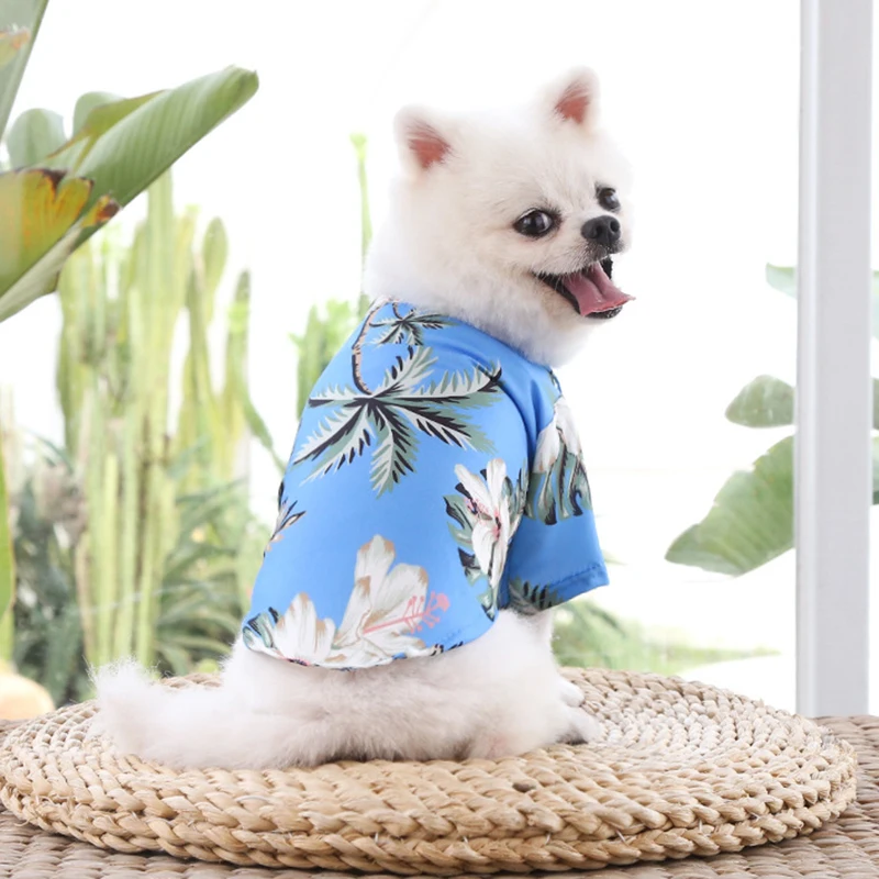 Camiseta Hawaiana para perros y gatos, chaleco fino y transpirable, ropa para las cuatro estaciones, suministros para mascotas, primavera y verano - imagen 4