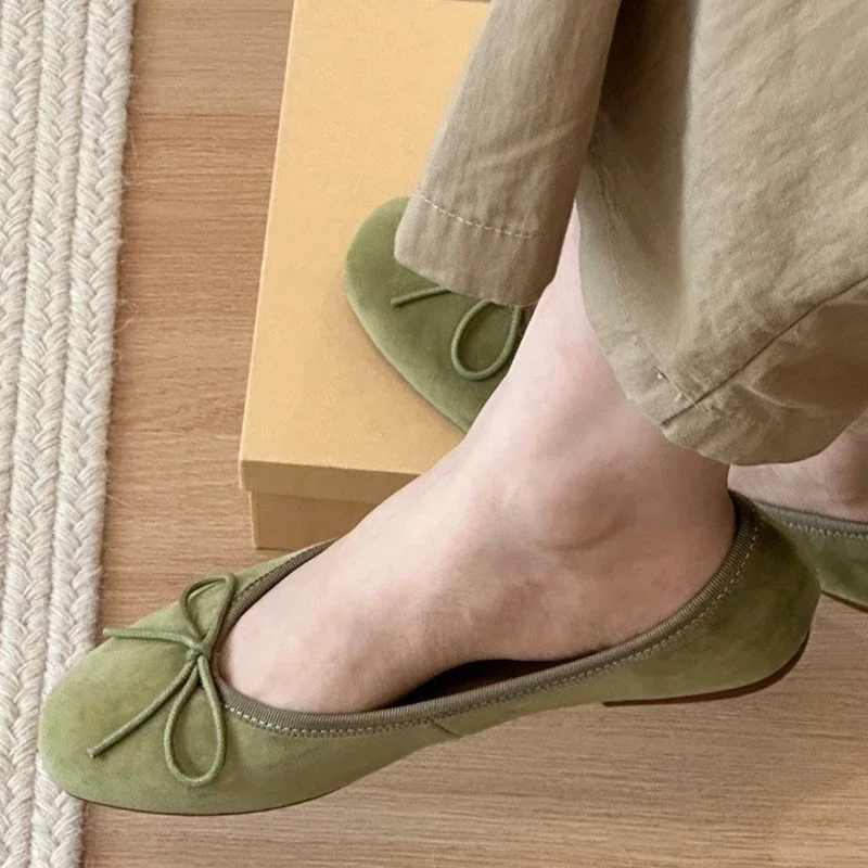 Zapatos planos de terciopelo para mujer, calzado elegante con nudo de mariposa, cómodo y suave, Mary Jane, primavera y otoño - imagen 4