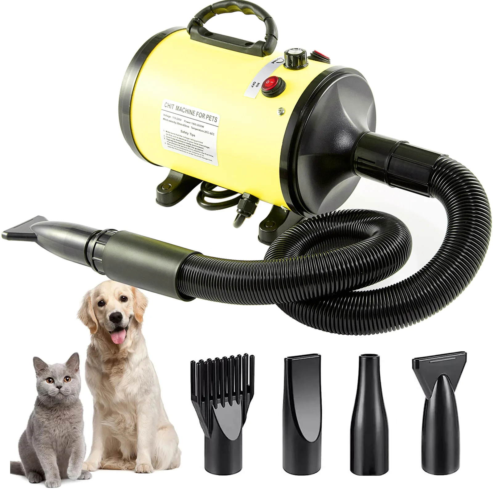 Secador de peluquería para mascotas de 2800W, velocidad ajustable, Control de temperatura, secador de pelo para perros, secado rápido, alta potencia, secador de pelo para baño de perros y gatos - imagen 5