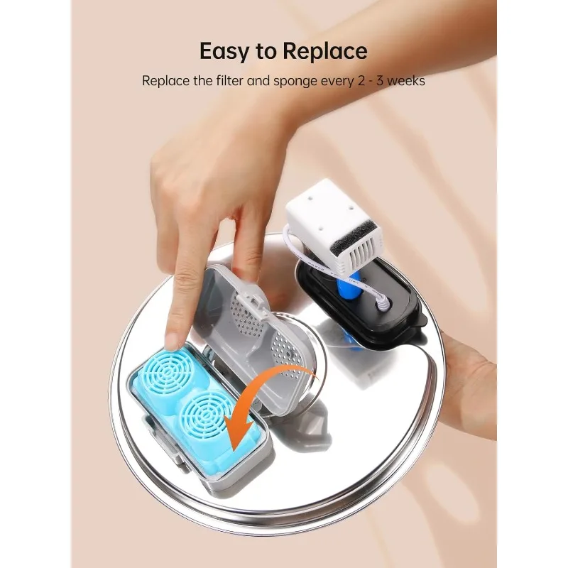 6 filtros y esponjas de repuesto para agua potable para mascotas de acero inoxidable con pilas de 108 Oz/3,2 L - imagen 4
