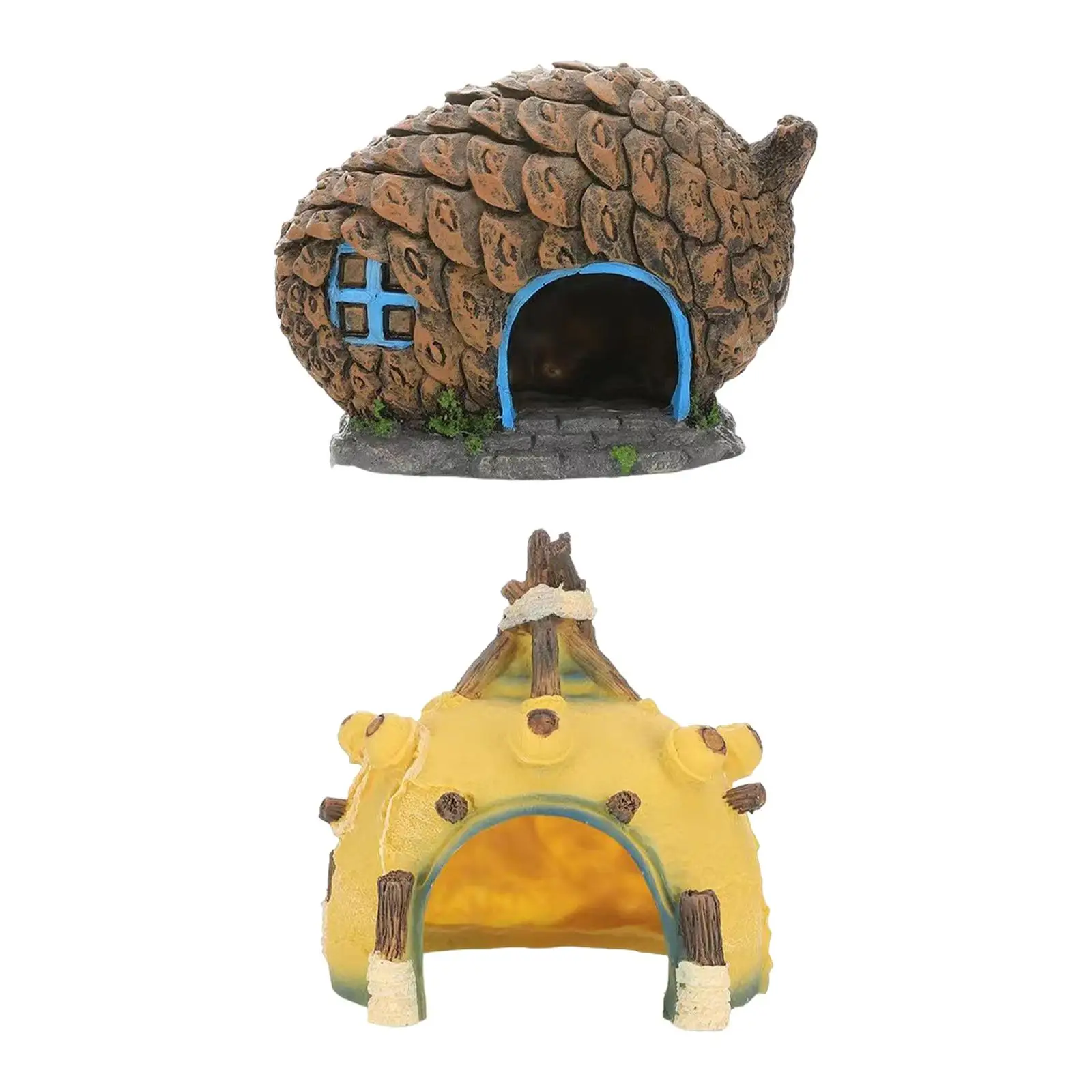 Fishbowl Tank Ornaments Reptile Box Hideaway Caves Hideout House for Hamster Breeding
