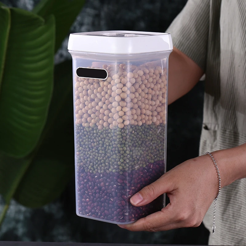 Tarro sellado de plástico transparente, caja de almacenamiento de cereales de cocina, a prueba de humedad, a prueba de polvo, para aperitivos y dulces, 900/1400ml - imagen 4