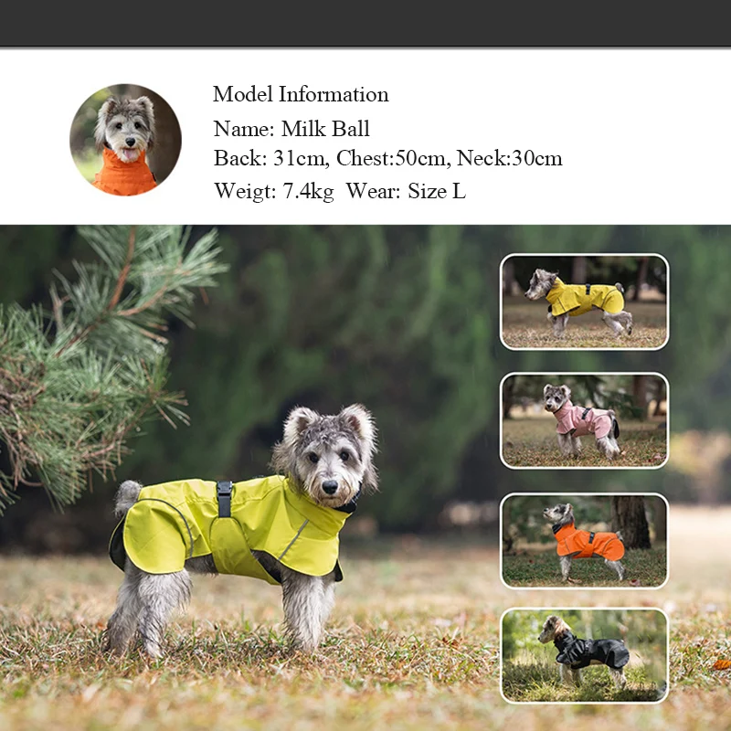 Chubasquero para perros pequeños, chaqueta impermeable para perros al aire libre con orificio para correa Zipoer, Poncho reflectante para perros con cubierta para la cabeza calmante - imagen 4