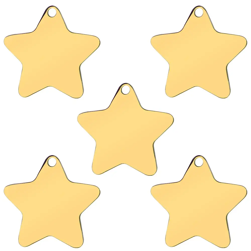 Venta al por mayor, 20 piezas, etiqueta de identificación de estrella de acero inoxidable, etiquetas de identificación de perro personalizadas para hombre, etiquetas de identificación de mascotas en blanco con láser para cachorros y gatos - imagen 4