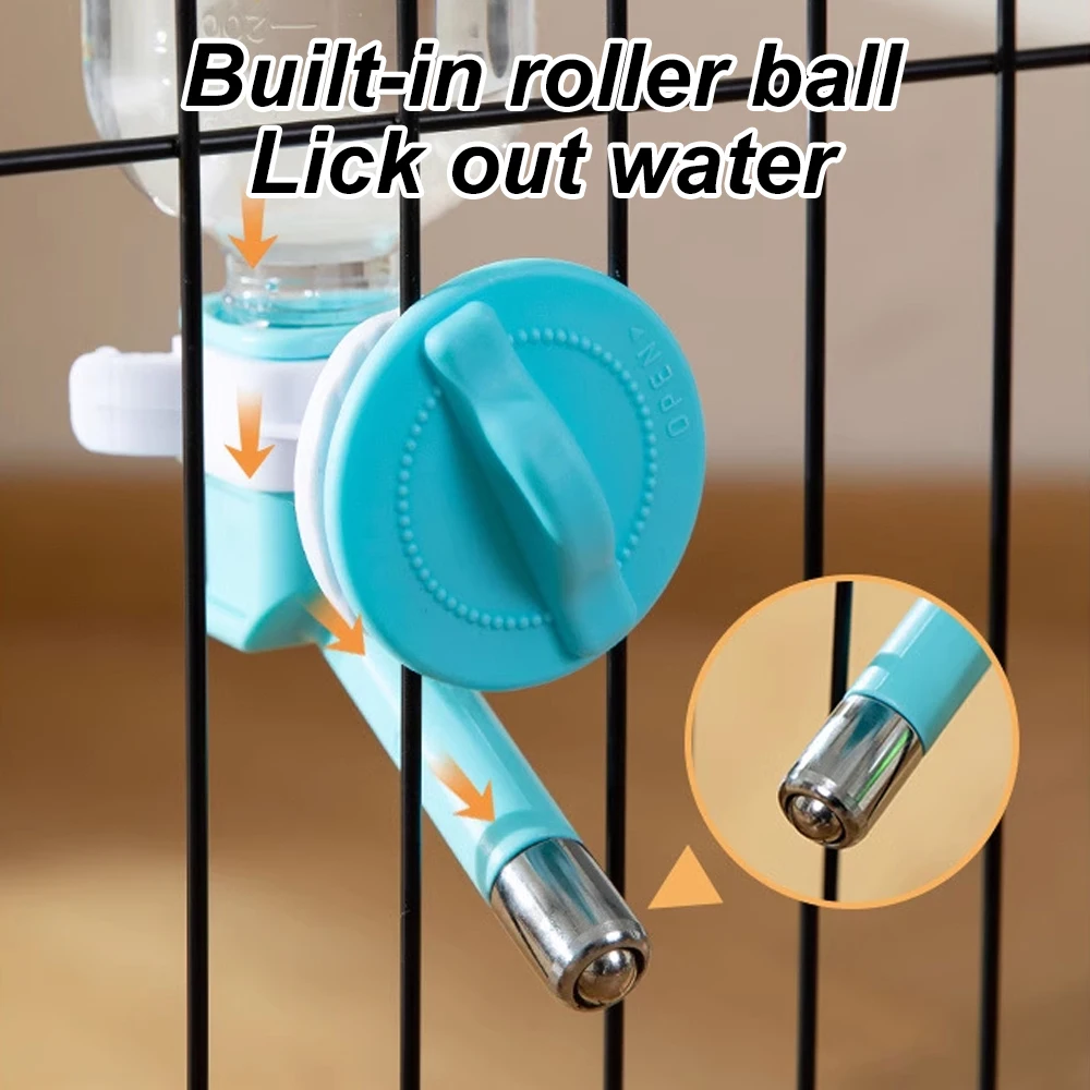 Botella de agua colgante para mascotas de 350ml, bola de acero inoxidable, alimentación a prueba de fugas, dispensador de agua automático para animales pequeños, conejos y gatos - imagen 5