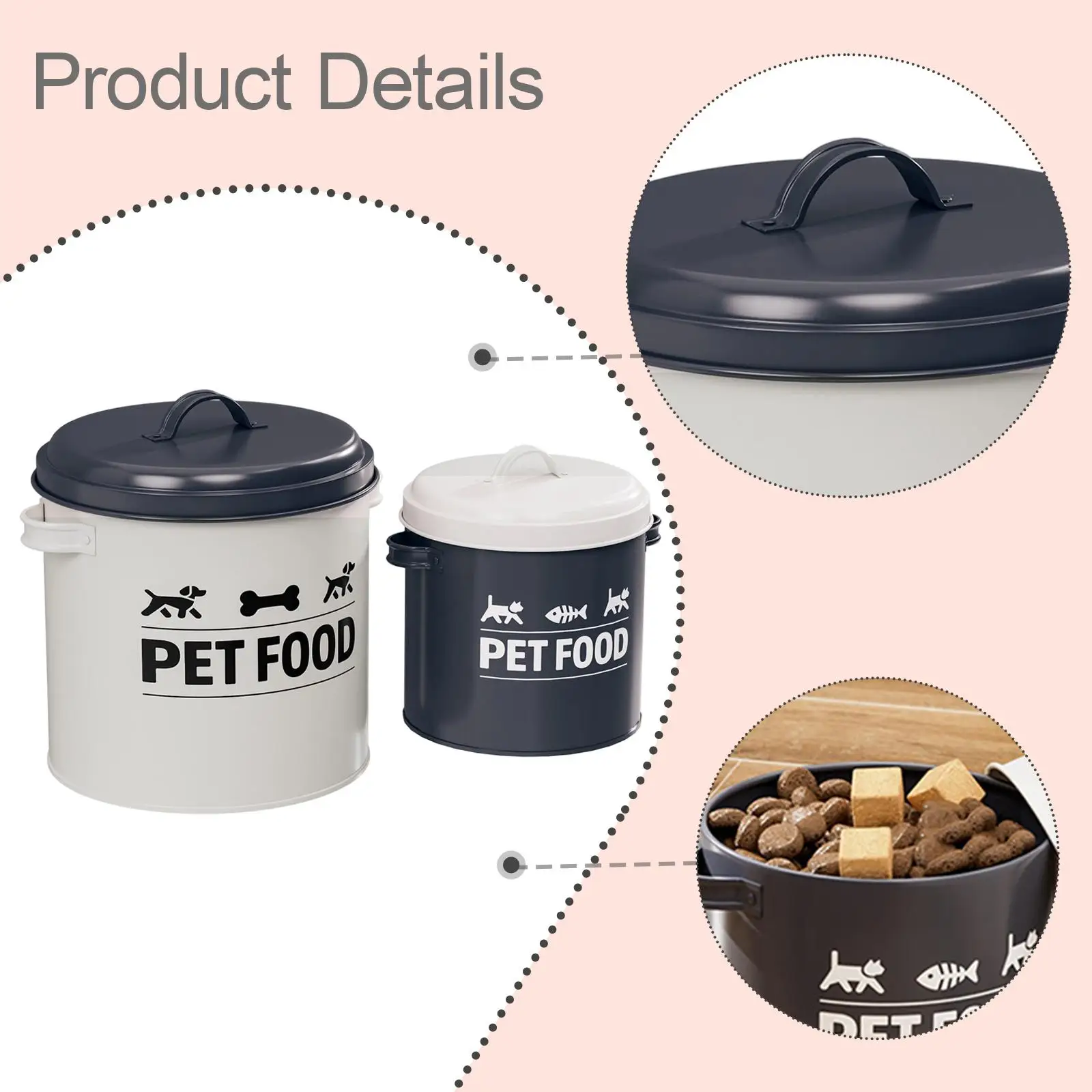 2Pcs Dog Treat Storage Container with Lid, Pet Snack Bucket Sturdy Cat Dog Food Barrel ,Pet Food Storage Container ,