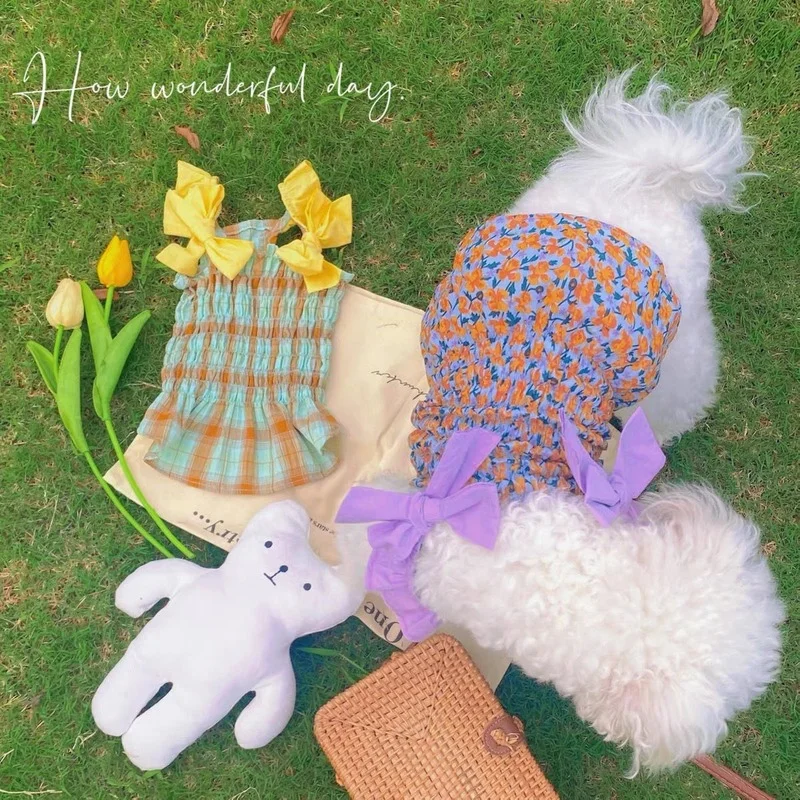 Ropa fina y transpirable para perro y gato, chaleco con falda Floral, accesorios para mascotas, talla pequeña y mediana - imagen 2