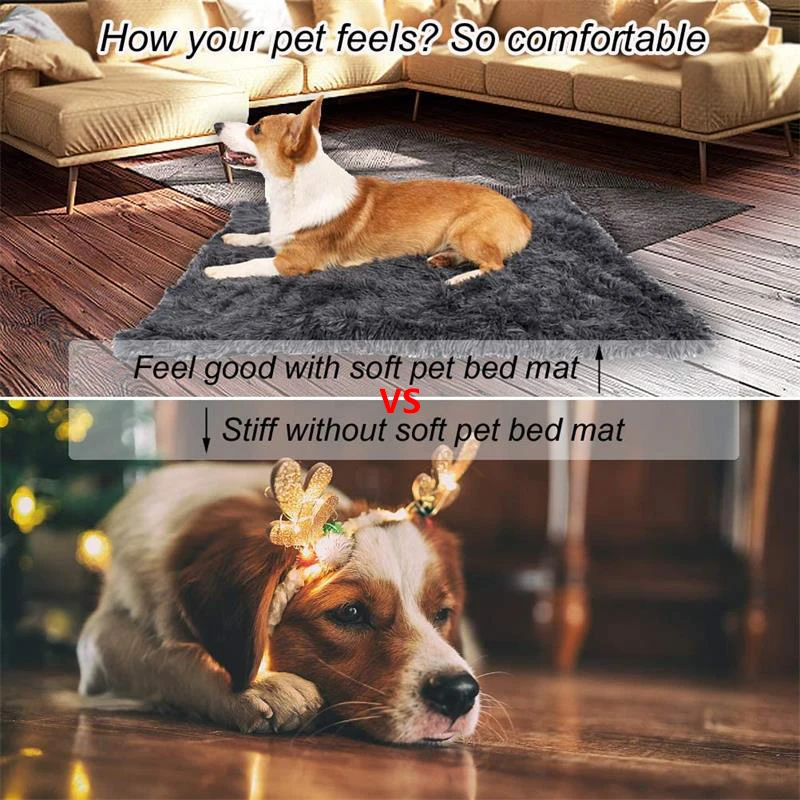 Esteras largas de felpa para gatos, nido suave y lavable para mascotas, cojín cuadrado de lana, estera para cachorros y gatitos, cama para dormir para gatos, traje para perros para invierno - imagen 4