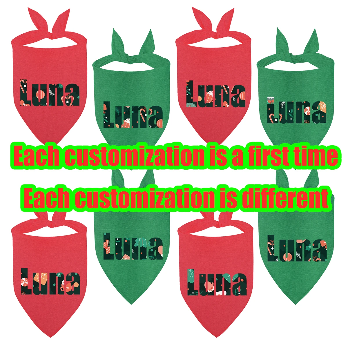 Pañuelo navideño para perros, bufanda con nombre personalizado, texto, regalo navideño para mascotas, personalizado para razas medianas, grandes y pequeñas - imagen 5