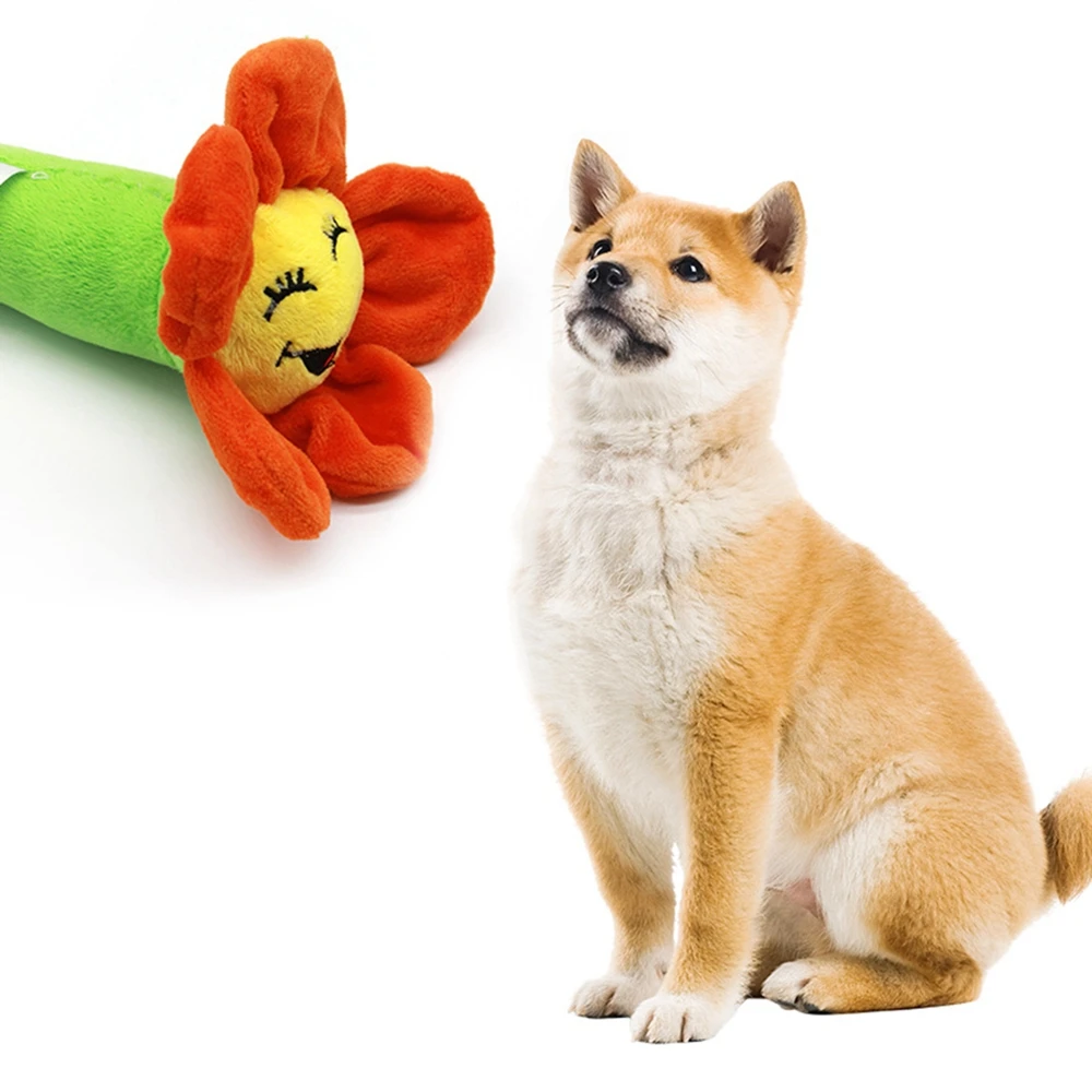 Juguetes interactivos para perros pequeños, medianos y grandes, rompecabezas chirriante de girasol de peluche, juguetes para masticar, productos para mascotas - imagen 3