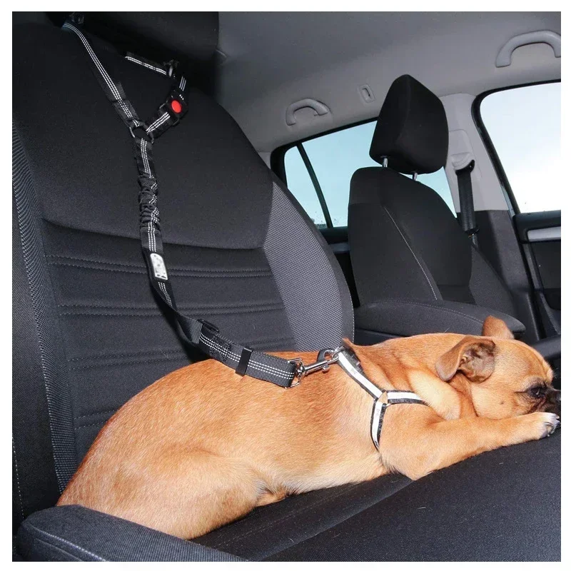 Arnés para perro dos en uno antigolpes sólido, cinturón de seguridad para coche para mascotas con Clip, cinturón de seguridad para asiento trasero, Collar para gatito, accesorios para mascotas - imagen 5