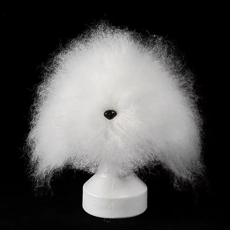 Cabeza de maniquí para peluquería canina con pelo sintético caniche