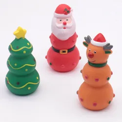 Juguetes navideños para perros, juguetes para masticar chirriantes para cachorros, diseño festivo de árbol de Navidad y alce, juguetes duraderos para la dentición para pequeños