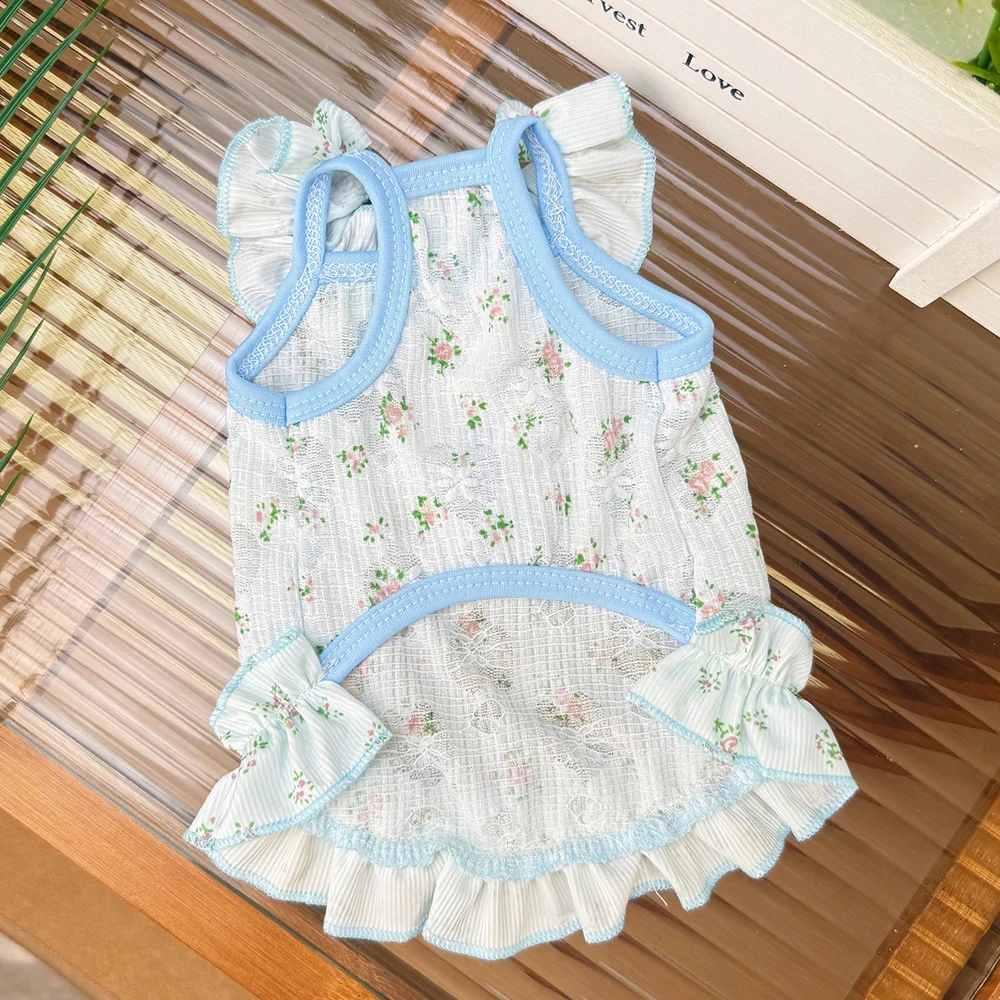 Vestido de princesa floral halter para perro pequeño y gato – Verano - imagen 3