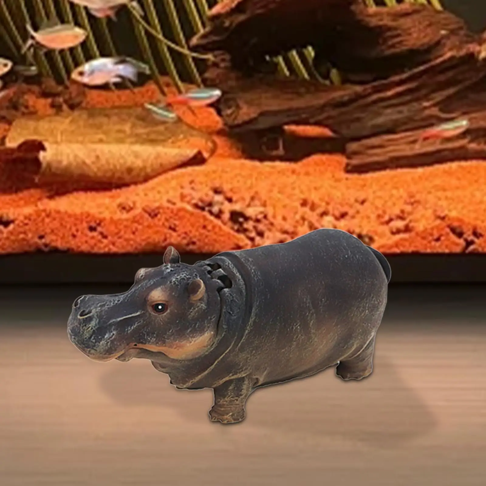 Fish Tank Bubbler Decor Air Bubbler Hippo Figurine Multifunction Air Stone Set for Aquarium Turtle Tank