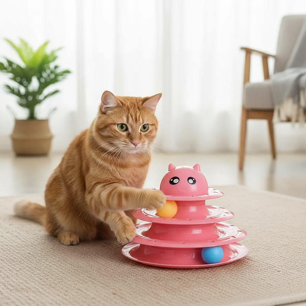 Juguete giratorio 3 capas para gatos y gatitos con bolas – rascador - imagen 4
